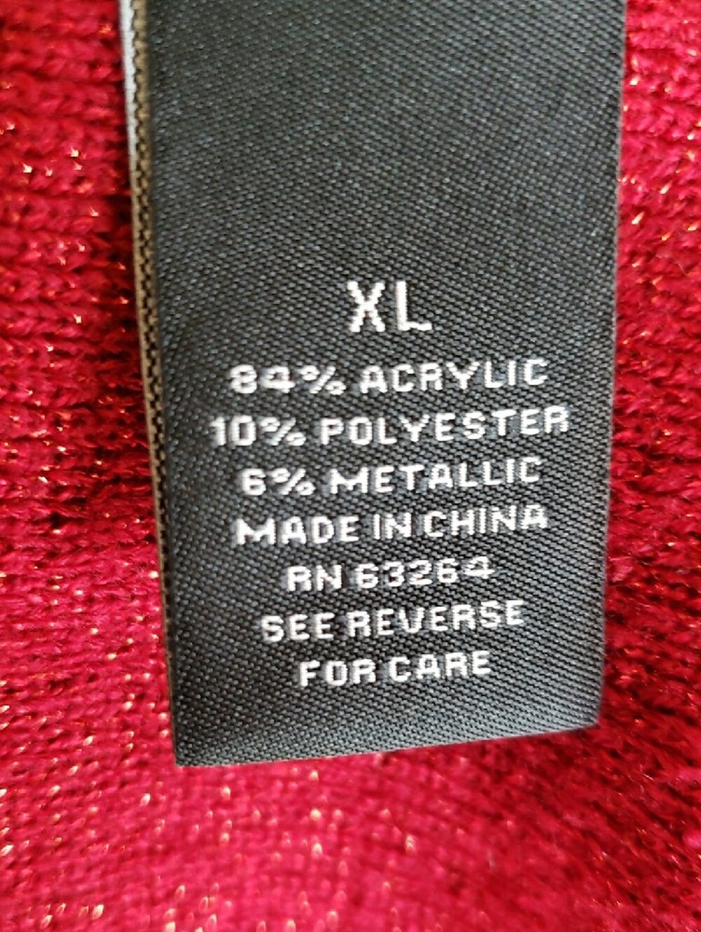 Red Knit Sweater with Black Bead Embellishments Sparkle Glimmer Fabric - Picture 5 of 6